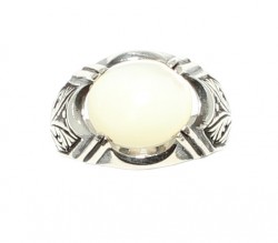 925 Sterling Silver Mother Of Pearl Stone Men Ring - 2
