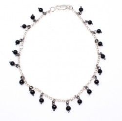 925 Sterling Silver Onyx Anklet - 1
