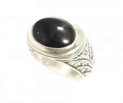 925 Sterling Silver Onyx Stone Men Ring, Square - 3