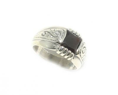 925 Sterling Silver Men Ring, Square with Onyx - 3