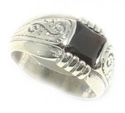 925 Sterling Silver Men Ring, Square with Onyx - 2