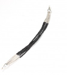 925 Sterling Silver Onyx Stone Strands Bracelet - Nusrettaki