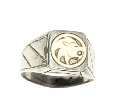 925 Sterling Silver Patterned Wolf Ring - 1