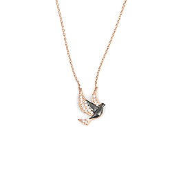925 Sterling Silver Peace Dove Necklace with White CZ - 5