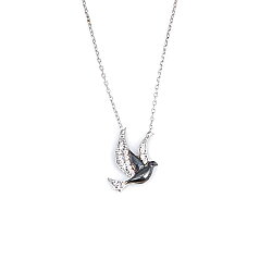 925 Sterling Silver Peace Dove Necklace with White CZ - Nusrettaki (1)