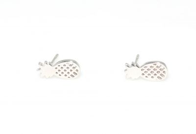 925 Sterling Silver Pineapple Stud Earrings- Gold Plated - 5