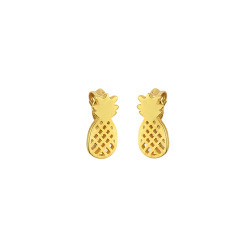 925 Sterling Silver Pineapple Stud Earrings- Gold Plated - 4