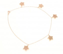 925 Sterling Silver Pink Color Star Anklet - Nusrettaki