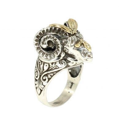 925 Sterling Silver Ram's Head Ring - 1