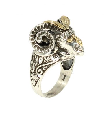 925 Sterling Silver Ram's Head Ring - 4