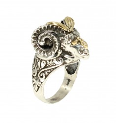 925 Sterling Silver Ram's Head Ring - 4