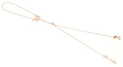 925 Sterling Silver Rose Gold Plated Vav Letter Hand Bracelet - 4