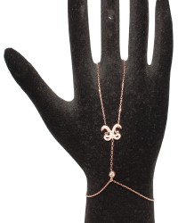 925 Sterling Silver Rose Gold Plated Vav Letter Hand Bracelet - 3