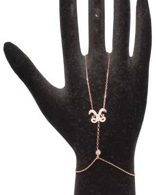 925 Sterling Silver Rose Gold Plated Vav Letter Hand Bracelet - 3