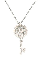 925 Sterling Silver Round Key Necklace - 5