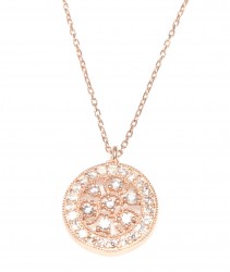 925 Sterling Silver Round Necklace, Rose Gold Plated - Nusrettaki (1)