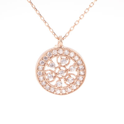 925 Sterling Silver Round Necklace, Rose Gold Plated - 3