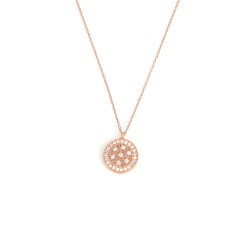 925 Sterling Silver Round Necklace, Rose Gold Plated - 1