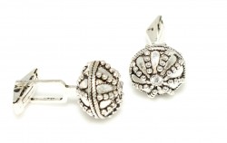 925 Sterling Silver round patterned Cufflink - 2