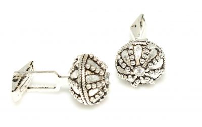 925 Sterling Silver round patterned Cufflink - 2