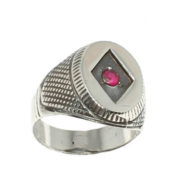 925 Sterling Silver Ruby Stone Ractangle model man ring - 1