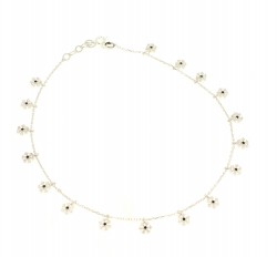925 Sterling Silver Snowflake Anklet with Black Cz - 3