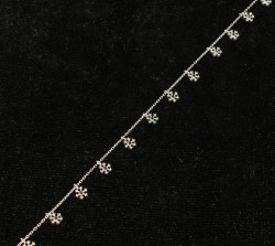 925 Sterling Silver Snowflake Anklet with Black Cz - 5