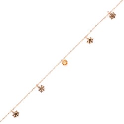 925 Sterling Silver Snowflake Anklet with Round Citrine - 1