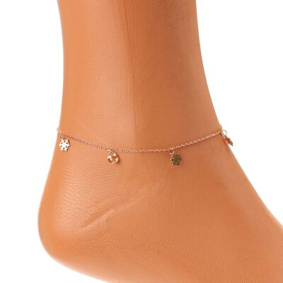 925 Sterling Silver Snowflake Anklet with Round Citrine - 3