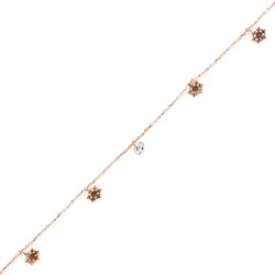 925 Sterling Silver Snowflake Anklet with Triangle CZ - 1