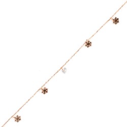 925 Sterling Silver Snowflake Anklet with Triangle CZ - 2