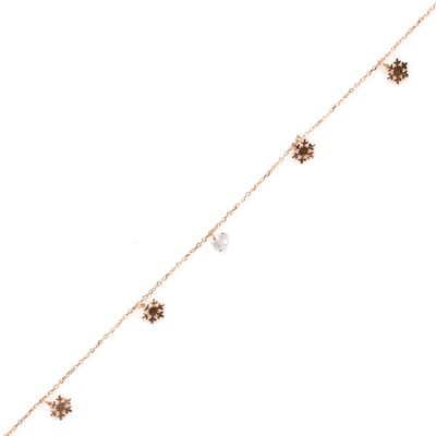 925 Sterling Silver Snowflake Anklet with Triangle CZ - 2