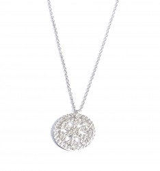 925 Sterling Silver Snowflake in a Hoop Necklace with White Zirconium - Nusrettaki (1)