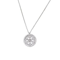 925 Sterling Silver Snowflake in a Hoop Necklace with White Zirconium - 4