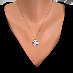 925 Sterling Silver Snowflake in a Hoop Necklace with White Zirconium - Nusrettaki