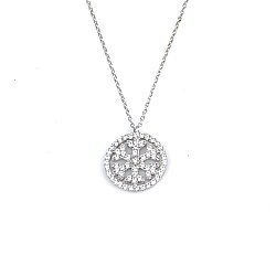 925 Sterling Silver Snowflake in a Hoop Necklace with White Zirconium - Nusrettaki (1)