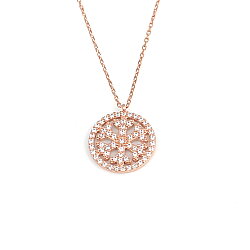 925 Sterling Silver Snowflake in a Hoop Necklace with White Zirconium - 4