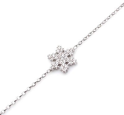 Sterling Silver Snowflakes with CZ Bracelet - 3