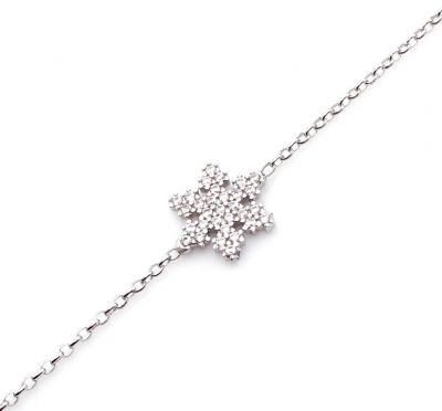 Sterling Silver Snowflakes with CZ Bracelet - 1