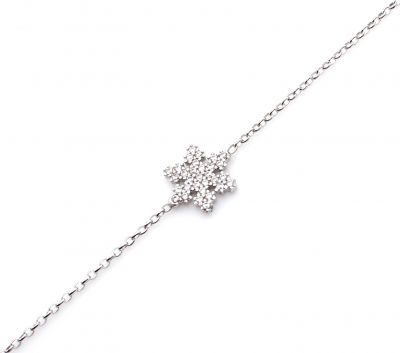 Sterling Silver Snowflakes with CZ Bracelet - 2