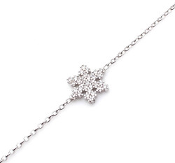 Sterling Silver Snowflakes with CZ Bracelet - 7