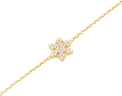 Sterling Silver Snowflakes with CZ Bracelet - 5