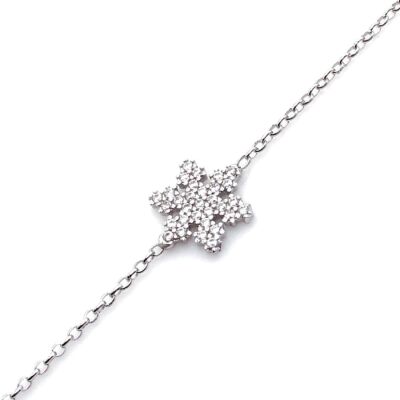 Sterling Silver Snowflakes with CZ Bracelet - 1