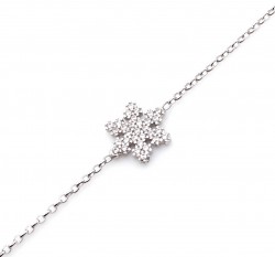 Sterling Silver Snowflakes with CZ Bracelet - 4