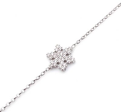 Sterling Silver Snowflakes with CZ Bracelet - 4