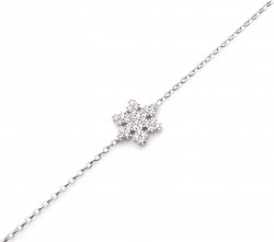 Sterling Silver Snowflakes with CZ Bracelet - 6
