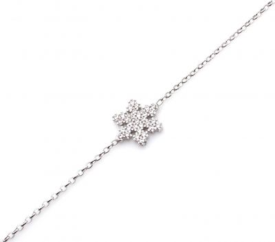 Sterling Silver Snowflakes with CZ Bracelet - 6