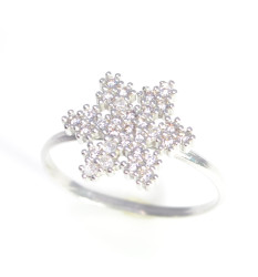 925 Sterling Silver Snowflake Models Ring, White - 3