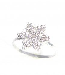 925 Sterling Silver Snowflake Models Ring, White - 1
