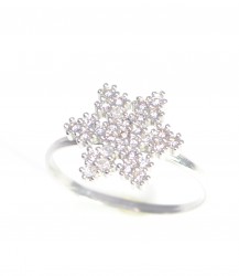 925 Sterling Silver Snowflake Models Ring, White - Nusrettaki